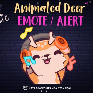 Animated Deer Emote, Music Emote, Alert, Party Emote, Twitch