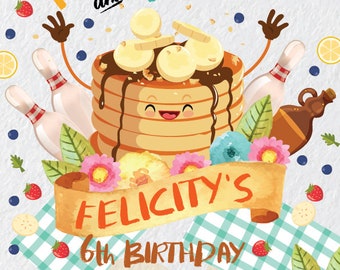 Editable Pancakes and Pajamas Party Invitation Custom Birthday Bridal Shower Printable Children PJ Party Name Personalized