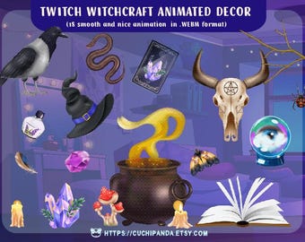 Animated Halloween Stream Overlay: Witchcraft Kawaii Decor (WEBM)