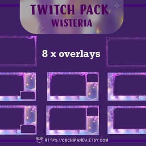 Animated Overlays Wisteria Flowers for Twitch, Violet Floral Youtube/Aesthetic Theme/Overlay Set