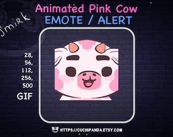 Pink Cow Smirk Emote: Animated Alert (Digital Download)