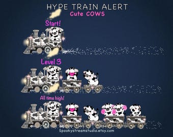Cute Cow Hype Train Alert for Twitch, Animated Twitch Train Alert, Farm Stream Overlay, OBS Streamlabs WEBM, Cute Cow Overlay