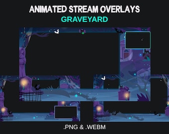 Animated Halloween Graveyard Stream Overlay, Spooky Vtuber Theme