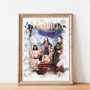 Matilda muzikale prentenkabinet poster cadeau muur decor digitaal Broadway voor hem, cadeau voor haar