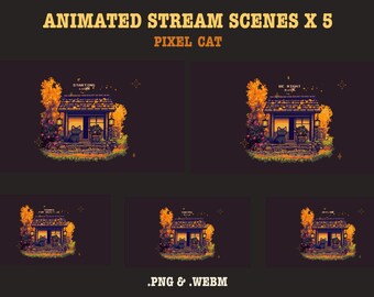Animated Pixel Cat Stream Screens: Autumn Retro Game Desk (Webm & PNG)
