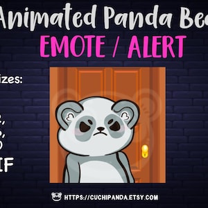 Panda Bear Emote Animated, Alert, Door Emote, Kawaii for Twitch, Discord, YouTube, Stream