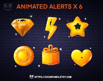 Animated Twitch Alert, Gold, Yellow Christmas Stream Alerts, Holiday alerts with stars and sparkles