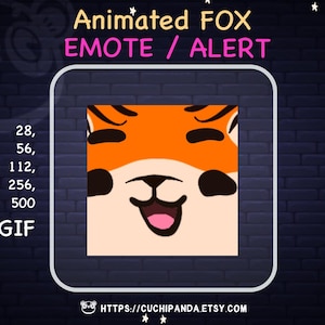 Animated Fox Emote, Alert, Smirk Emote, Eyebrows, Funny Kawaii for Twitch, Discord, YouTube, Stream