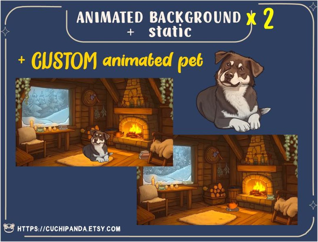 Custom Animated Pet Stream Overlay: Cozy Cabin Scene (digital Download ...