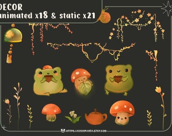 Animated Frog Stream Decor: Green Forest Vtuber Assets