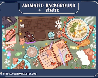 Animated Christmas Stream Background: Cozy Vtuber Overlay (WebM & MP4 Digital Download
