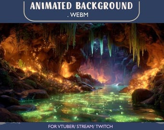 Animated Magic Cave Vtuber Background: Fantasy Alien Twitch Stream Overlay