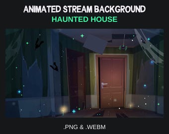 Haunted House Animated Stream Background – Halloween Vtuber Overlay (PNG & WEBM)