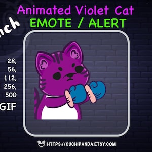 Animated Punch Emote, Violet Cat Alert, Cat emote