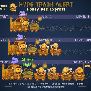Geanimeerde hypetreinmeldingen honingbij, Twerk-emote, Kawaii Streamer-widget (WEBM)