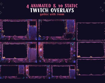 Animated Twitch Stream, Vtuber Overlays, Halloween Spooky Stream, Witch Room Aesthetic, Gothic Stream Theme / Overlay Pack
