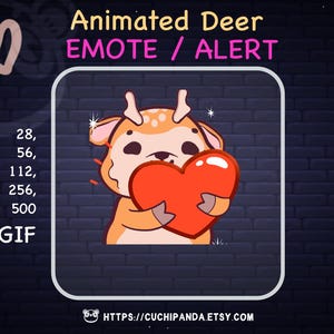 Animated Deer Heart Emote | Cute Love Emote for Twitch, Discord and YouTube | Kawaii VTuber Animated Emoji | Cozy Stream Asset