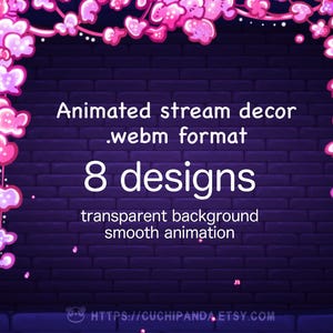 Pink Greenery Twitch Animated Decor, Greenery leaves Stream Decoration, Petals, Vtuber, Ambiance, Floral Streaming Assets for streamers
