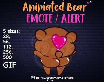 Animated Bear Twerk Emote: Heart Balloon Twitch, Discord, YouTube (Digital Download)