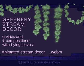 Greenery Animated Stream Decor: Cozy Leaf Garland (webm)