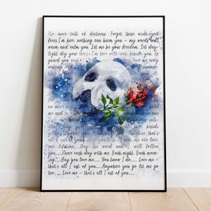 Phantom of the opera Muzikale poster muurkunst cadeau bewerkbare digitale poster Songtekst, PM1