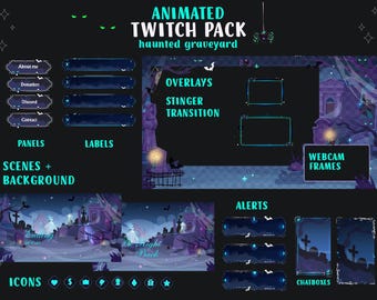 Spooky Ghost Animated Stream Pack: Halloween Twitch Overlay, Alerts, Panels
