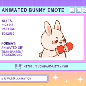 Animated Bunny Emote, Punching, Kawaii for Twitch, Discord, YouTube, Stream