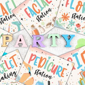 Party Sign bundle Craft Station Making Digital File Printable Birthday Activities PJ Party Sleepover Pancakes and Pajamas image 6