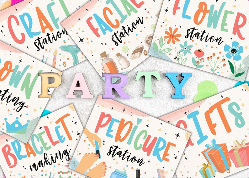 Party Sign bundle Craft Station Making Digital File Printable Birthday Activities PJ Party Sleepover Pancakes and Pajamas image 6