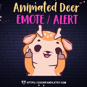 Animated Deer Emote, Middle Finger Emote, Kawaii for Twitch, Discord, YouTube, Stream