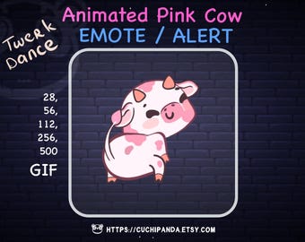 Pink Cow Twerk Dance Animated Emote: Twitch, Discord, YouTube (Digital Download)