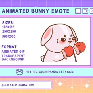 Animated Bunny Emote, Punching, Kawaii for Twitch, Discord, YouTube, Stream