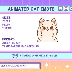 Animated Cat Emote, Middle Finger Emote, Kawaii for Twitch, Discord, YouTube, Stream