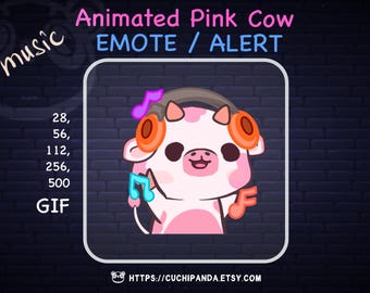 Pink Cow Animated Emote: Music Twitch Alert (Digital Download)