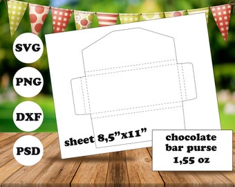 Chocolate Bar 1,55 oz Bag Wrapper Template template SVG, PNG, Sublimation Ms word, Dxf, 8.5"x11" sheet, Printable, Instant Download ,032