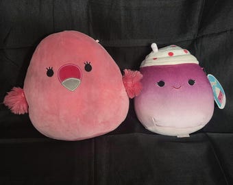 Squishmallow Lot Cinnamon the Frozen Yogurt 7.5" & Cookie the Flamingo 8" KelleyToys Sealife and Food Squad!