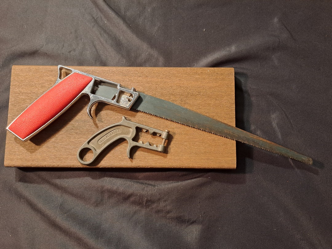 2 Vintage Pistol Grip ALLWAY Master Saw Keyhole Saws Red Handle All