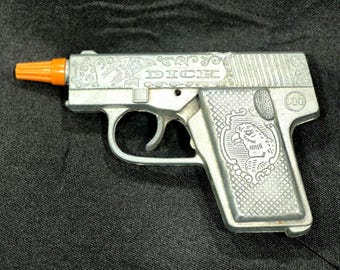 1950s HUBLEY 210A Dick Tracy Diecast Metal Eagle Cap Gun with Engraved Detail