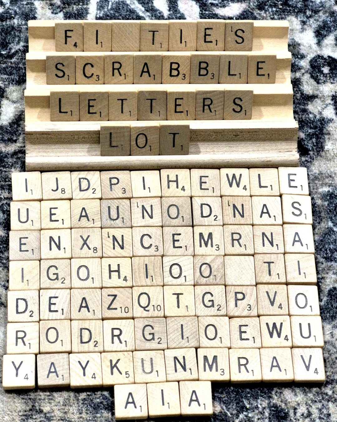 SCRABBLE 1950s Replacement Tiles & Wood Tray Racks Game Pieces or ...