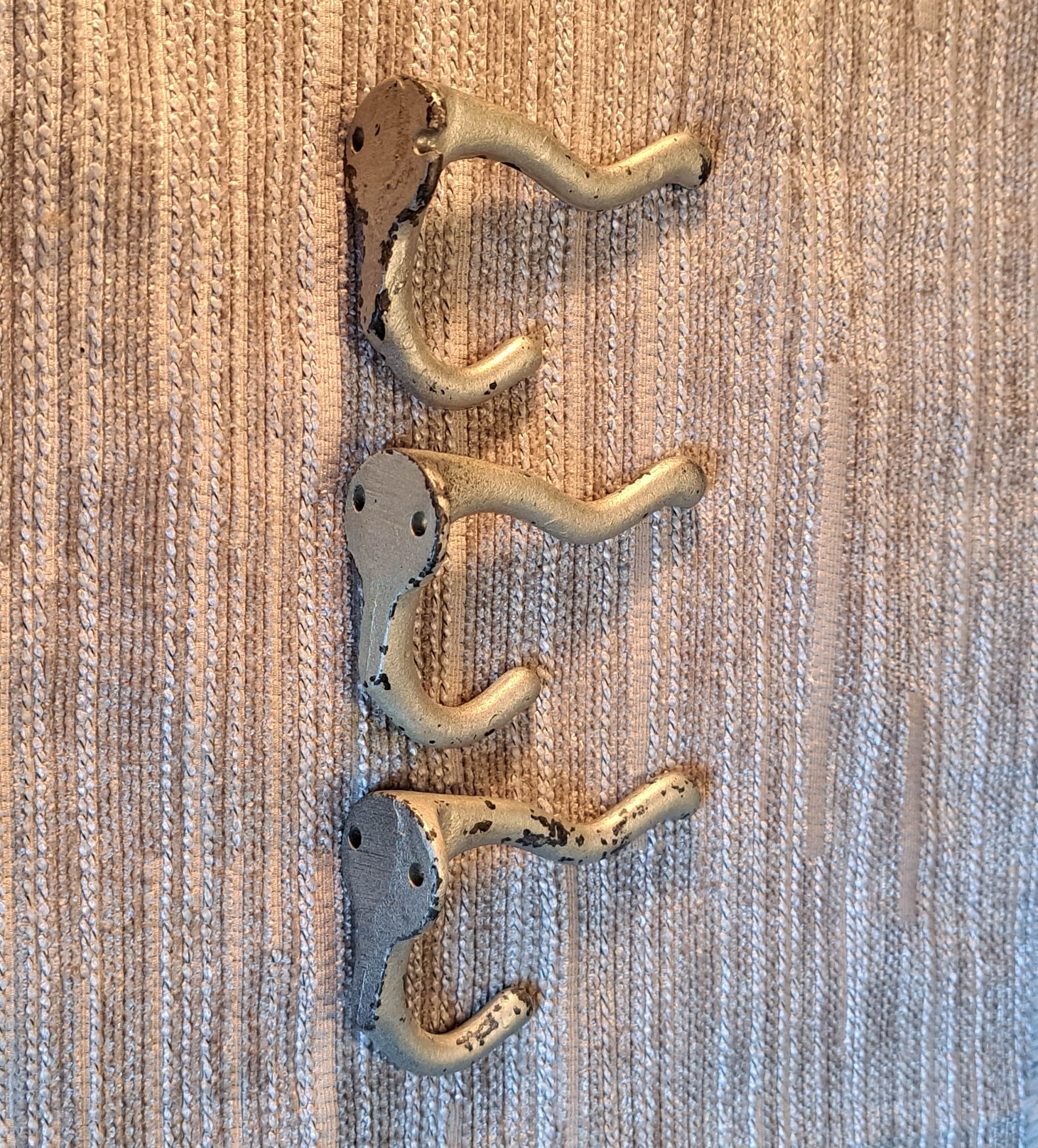 Vintage 3 Cast IRON Double Hook Coat Hat Towel Hooks Lot Etsy