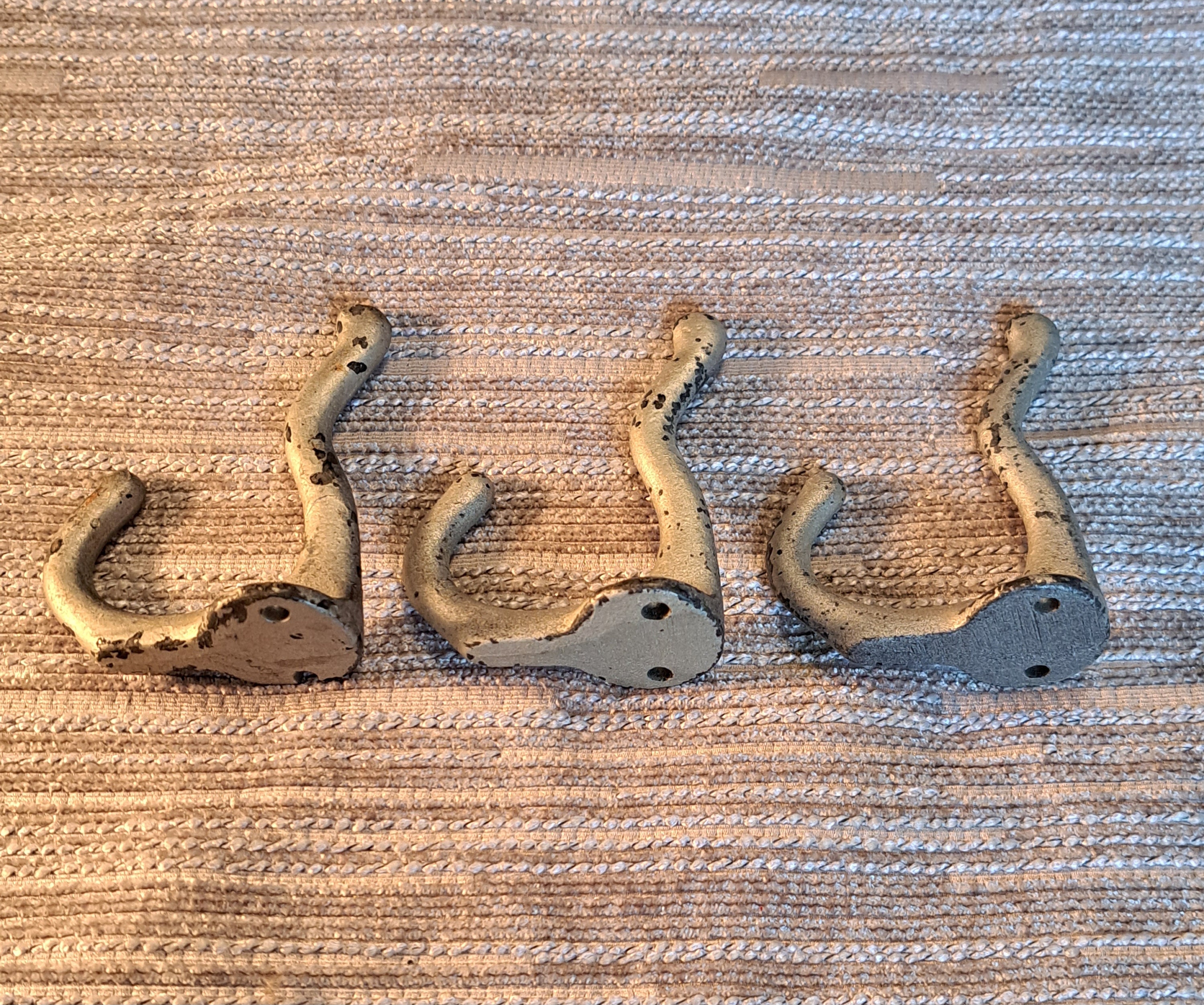 Vintage 3 Cast IRON Double Hook Coat Hat Towel Hooks Lot Etsy