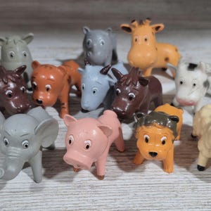 Cake Topper Animal Toys Cute Lot Farm & Zoo! Elephant Sheep Cow Pig Horse x2  Lion Giraffe Goat Donkey Rhino Tiger 12 Cake Topping Play Pets