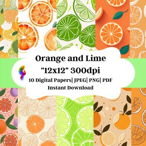 Watercolor Oranges Digital Paper | Seamless Citrus Patterns, Orange Clipart, Decorative Fruit Designs, PNG for Crafts, Home Decor, and Gifts