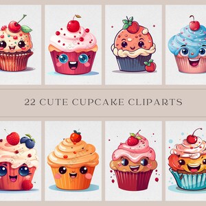 Cute Cupcake Clip Art Collection | 22 Delightful Cupcake Illustrations for Digital Crafts and Design