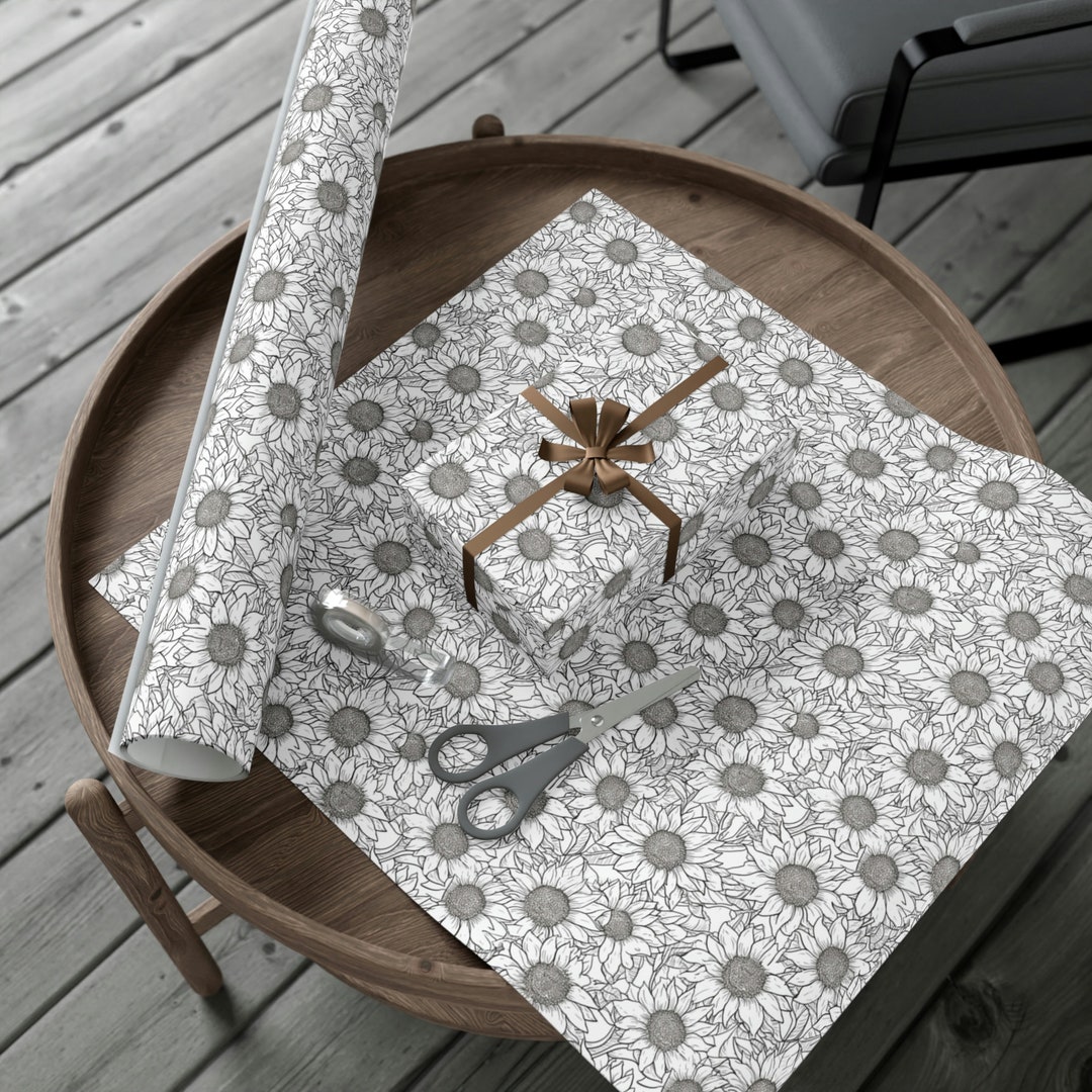Sunflower Wrapping Paper Coloring Pages Gift Wrap Etsy