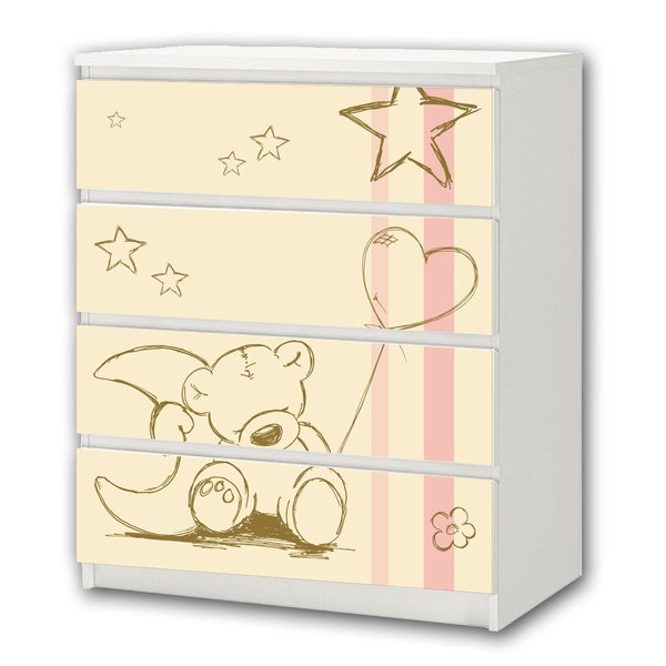 Teddy beige sticker suitable for chest of drawers Ikea Malm - M4k17