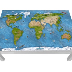 Decal mappamondo per tavolino Ikea Lack 118x78 - Lcg15