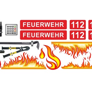 Freiwillige Feuerwehr Flamme Aufkleber mit Ortsname personalisierbar,  Sticker für Auto, Motorrad, etc. - .de
