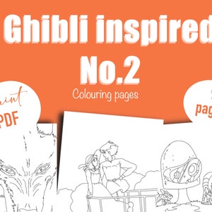 Ghibli Studio Inspired No.2 Digital Colouring Pages / 9 Page Printable Coloring Book / Adult Children's Colouring Book /Spirited Away Pages