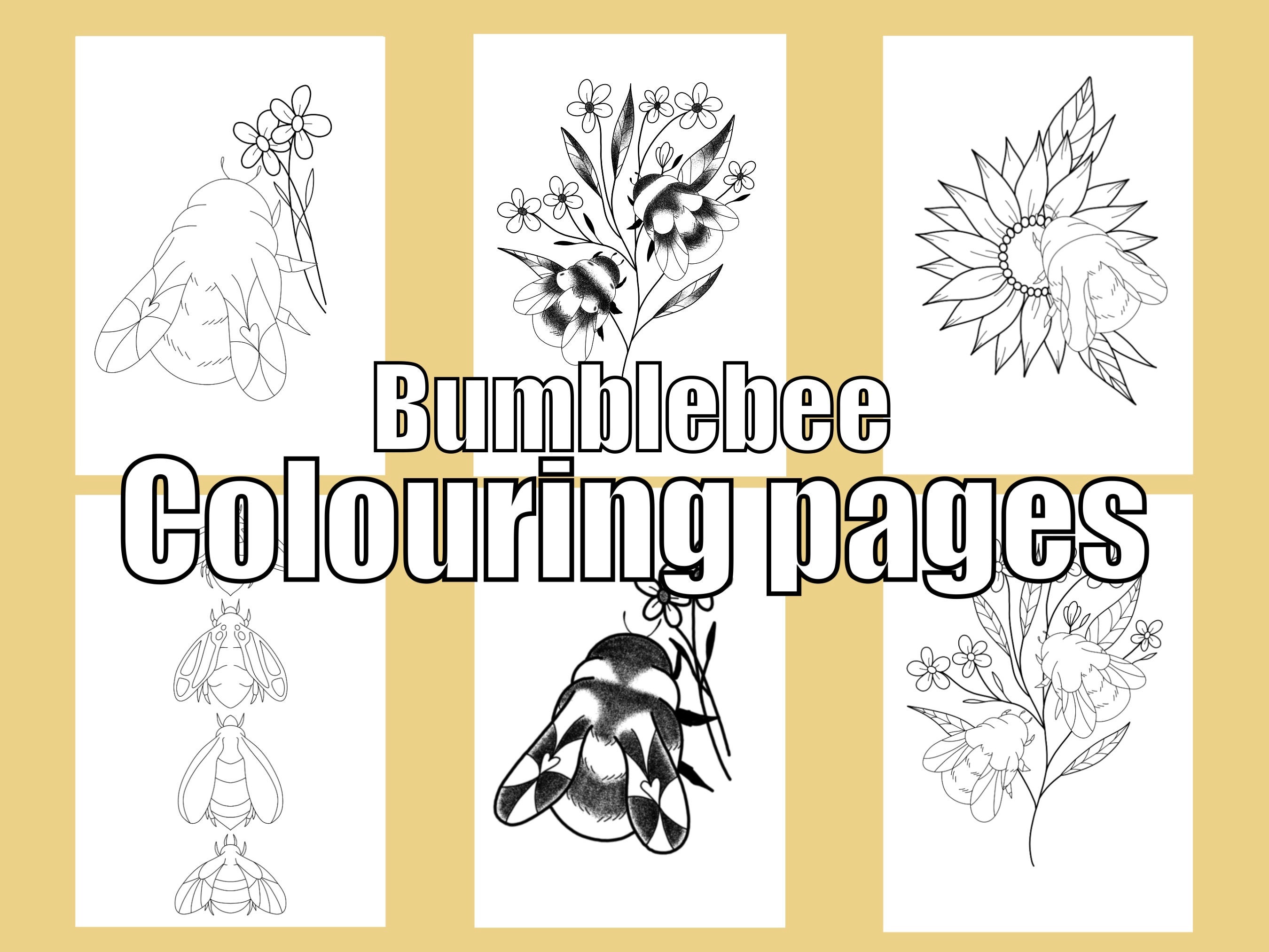 Bumble Bee Digital Colouring Pages / 9 Page Printable Coloring Book